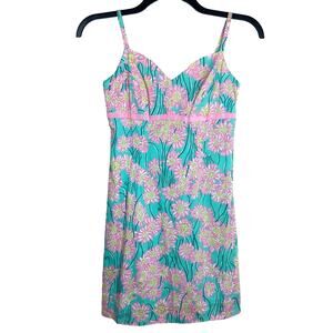Lilly Pulitzer Floral Empire Sheath Mini Dress‎ Women’s 4 Vintage 90s Babydoll